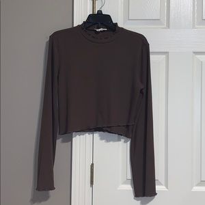 Brown short turtle neck top
